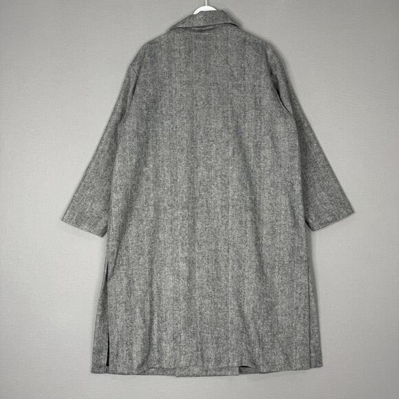 Old Navy Twill Double Breasted Coat Womens 2X Gray Long Slouchy Old Money Jacket - Picture 8 of 15